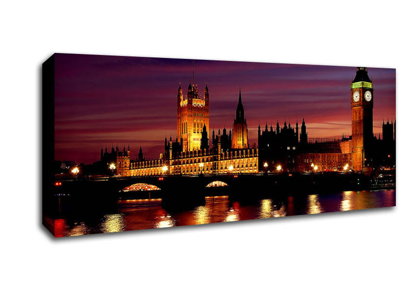 Picture of London At Night Panoramic Canvas Wall Art