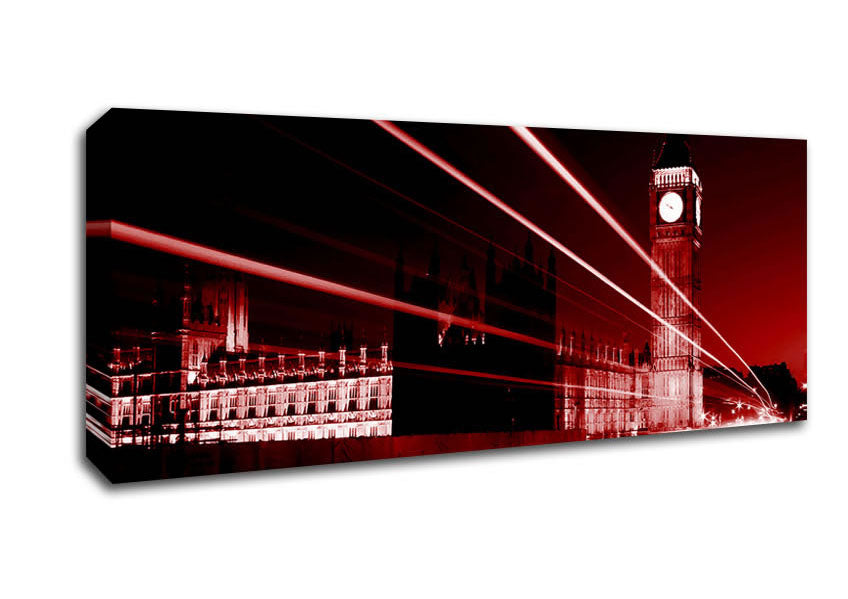 Picture of London Big Ben City Lights Red Panoramic Canvas Wall Art