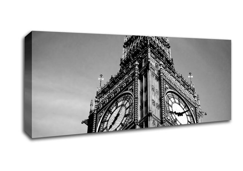 Picture of London Big Ben Close-Up B n W Panoramic Canvas Wall Art