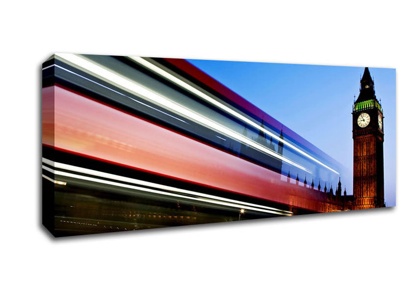 Picture of London Big Ben Double Decker Bus Panoramic Canvas Wall Art