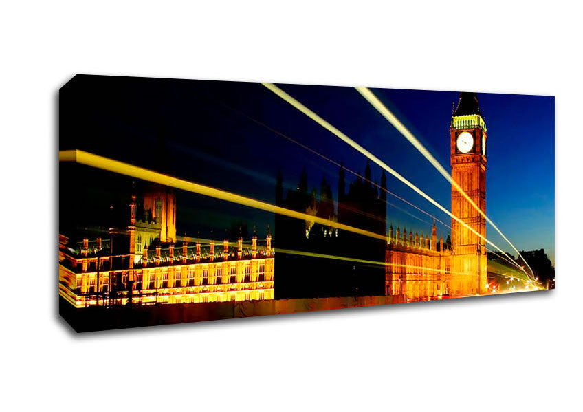 Picture of London Big Ben Lights Panoramic Canvas Wall Art