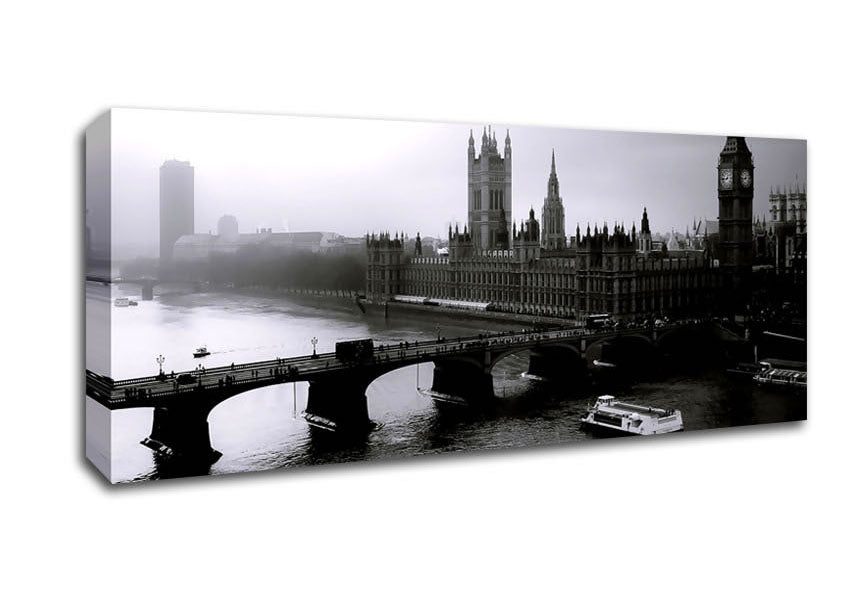 Picture of London Black And White Panoramic Canvas Wall Art