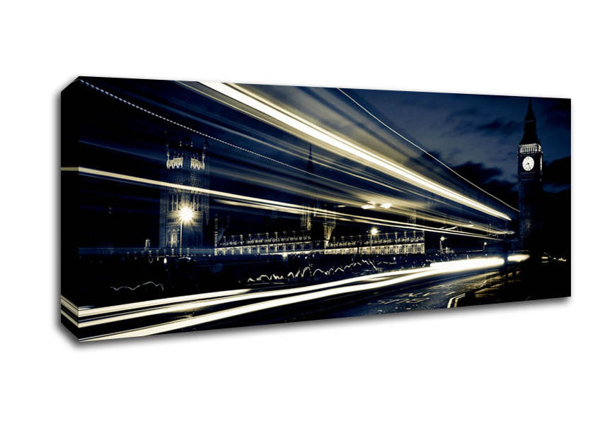 Picture of London Blue Nights Panoramic Canvas Wall Art