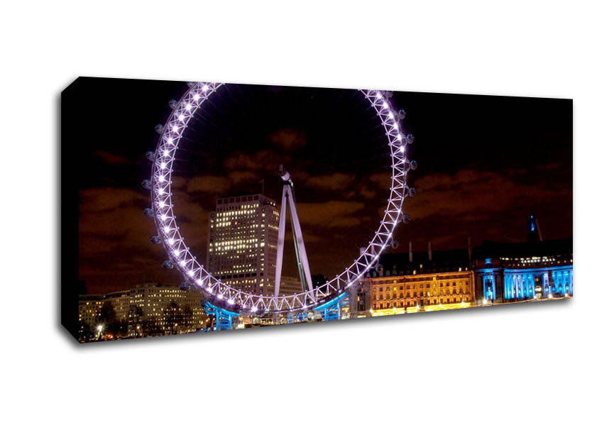 Picture of London Eye Water Lights Panoramic Canvas Wall Art