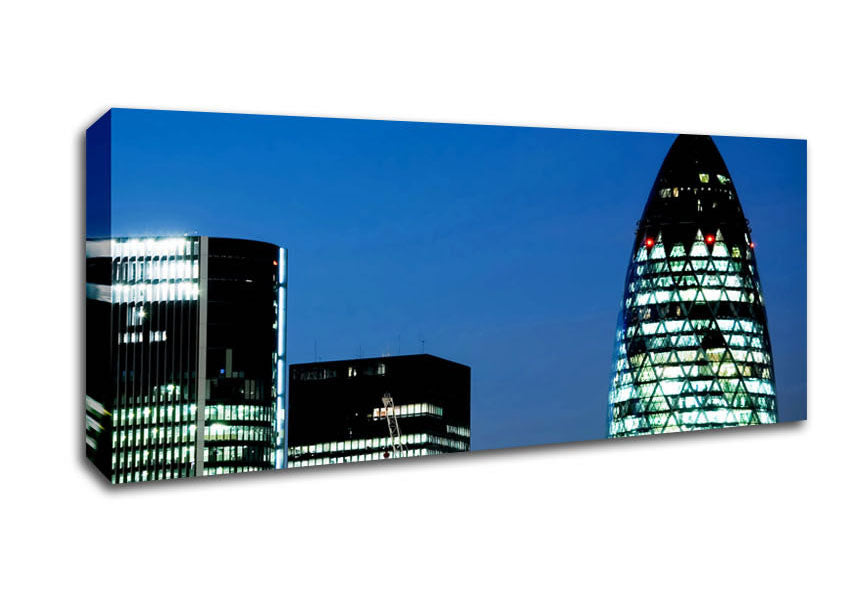 Picture of London Gherkin Night Lights Panoramic Canvas Wall Art