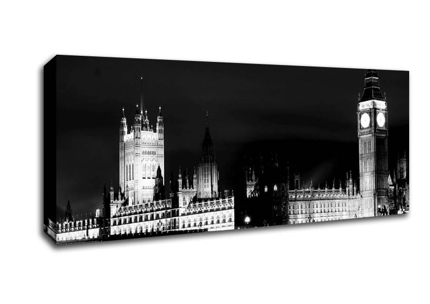 Picture of London Houses Of Parliament Dark Nights Panoramic Canvas Wall Art