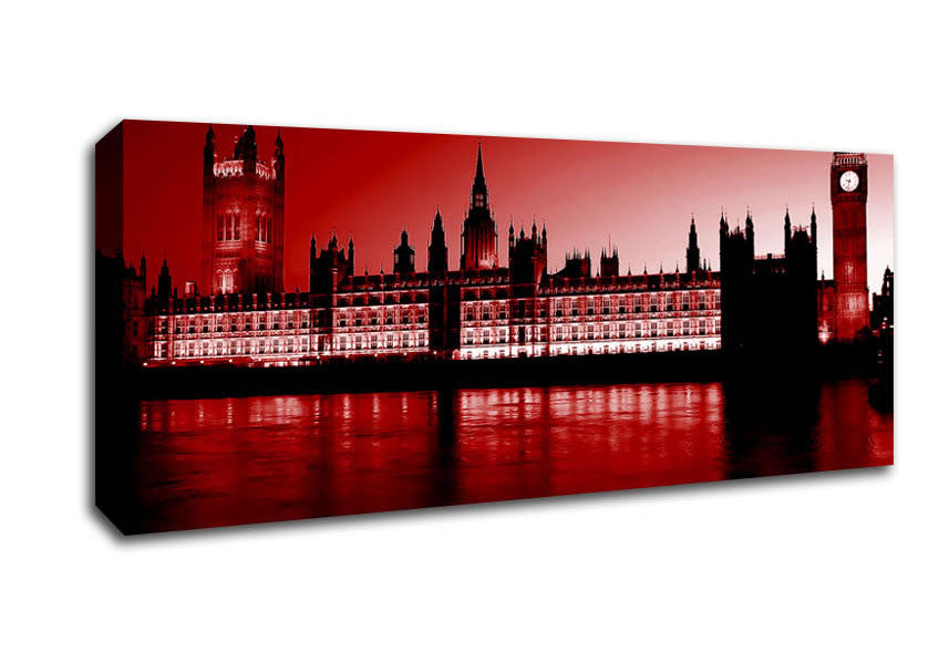 Picture of London Houses Of Parliament Red Panoramic Canvas Wall Art
