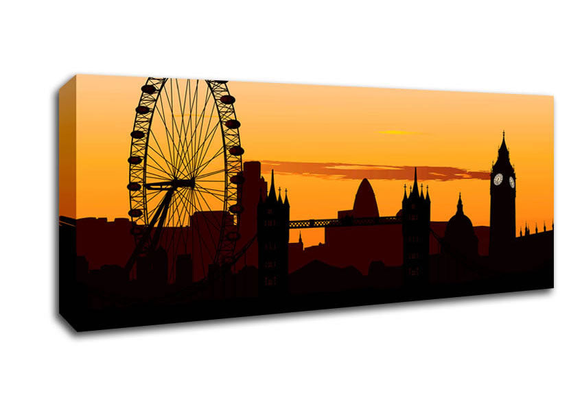 Picture of London Morning Reflection Glow Panoramic Canvas Wall Art