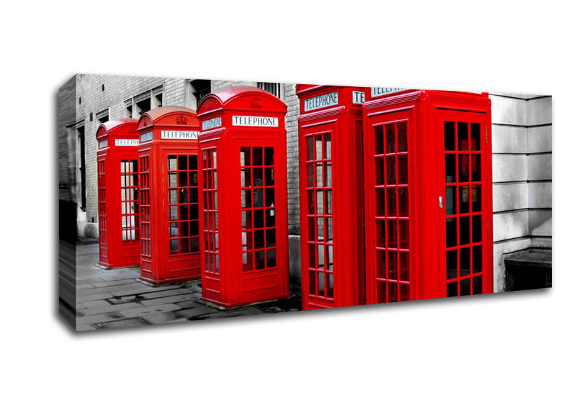 Picture of London Red Telephone Boxes Panoramic Canvas Wall Art