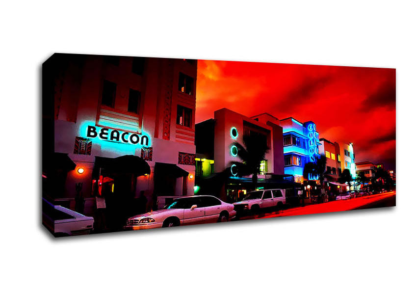 Picture of Los Angeles Red Glow Panoramic Canvas Wall Art