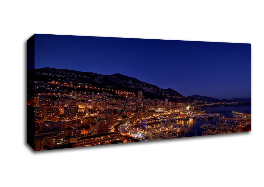Picture of Monte Carlo Night Lights Panoramic Canvas Wall Art