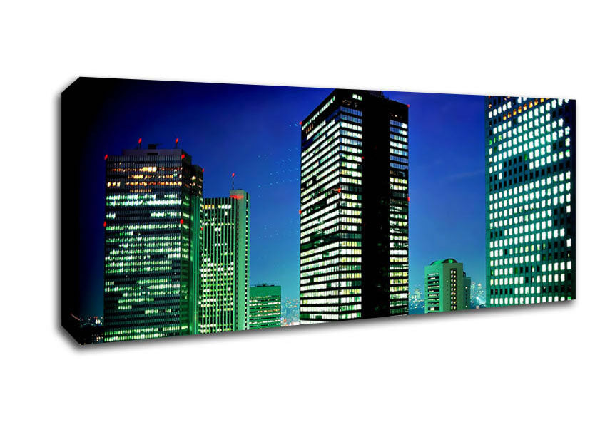 Picture of Neon City Panoramic Canvas Wall Art