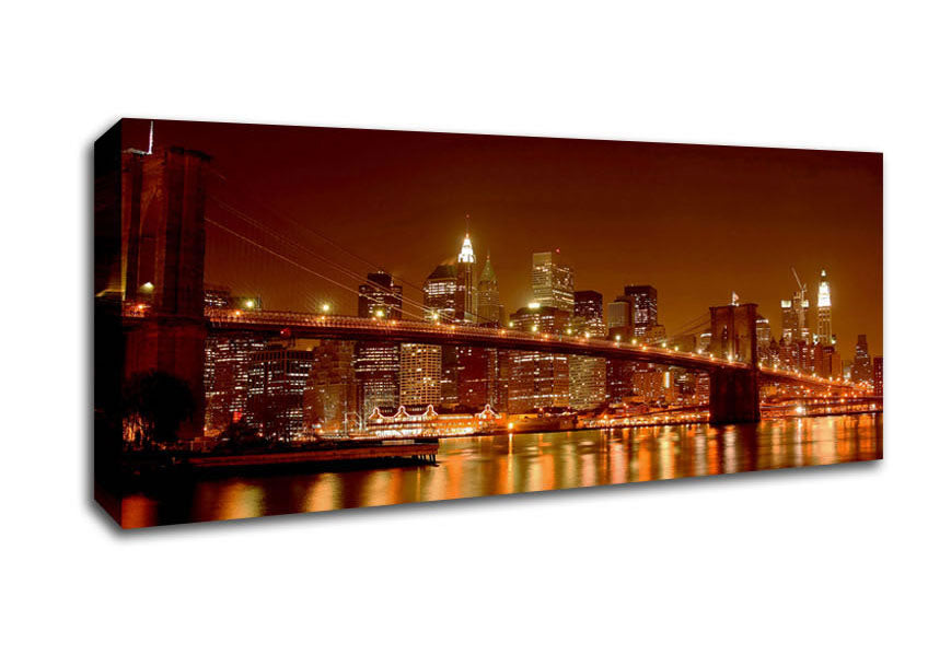 Picture of New York Bridge Glow Panoramic Canvas Wall Art