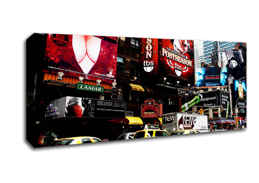 Picture of New York Yellow Cabs On Broadway By Day Panoramic Canvas Wall Art