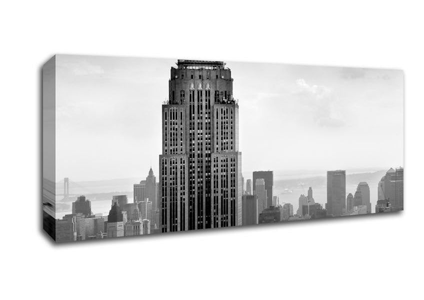 Picture of New York City Empire State B n W Skies Panoramic Canvas Wall Art