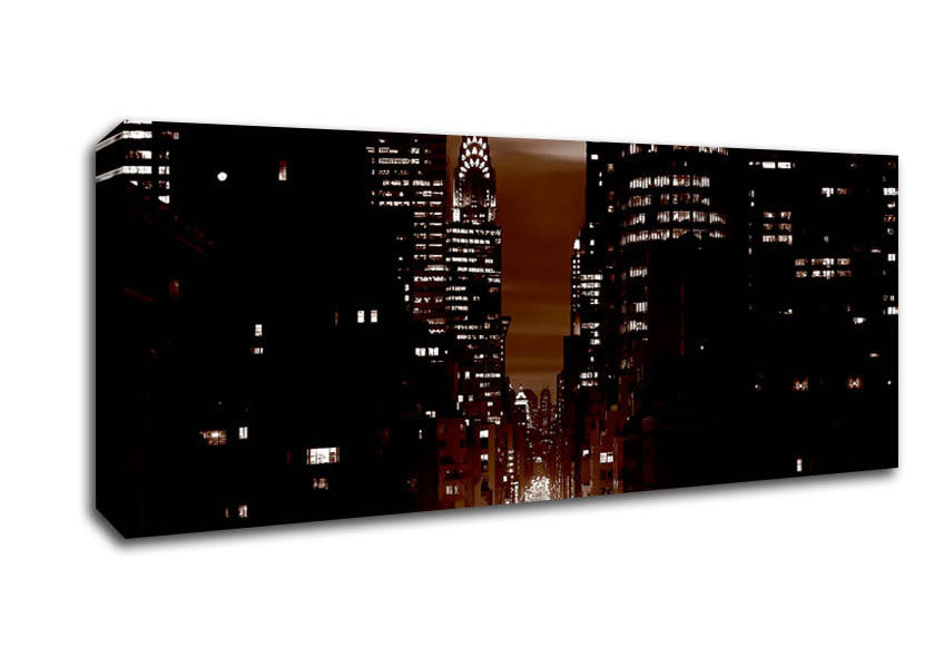 Picture of New York City 5Th Avenue Brown Panoramic Canvas Wall Art