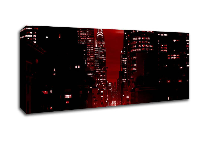 Picture of New York City 5Th Avenue Rush Hour Red Panoramic Canvas Wall Art