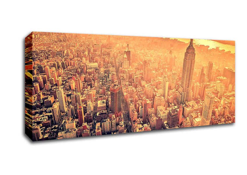 Picture of New York City Aerial View Retro Panoramic Canvas Wall Art