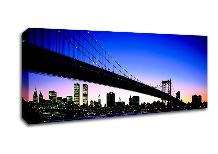 Picture of New York City Afar Blue Panoramic Canvas Wall Art