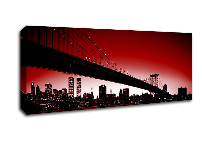 Picture of New York City Afar Red Panoramic Canvas Wall Art