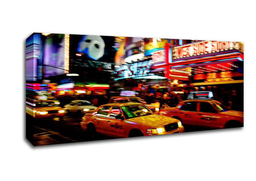 Picture of New York City Broadway Cabs Panoramic Canvas Wall Art
