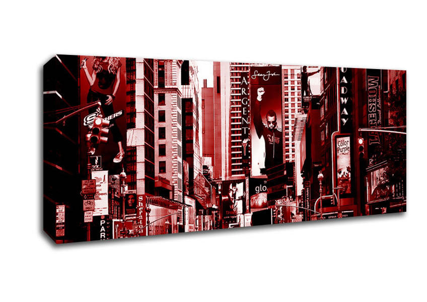 Picture of New York City Broadway Red Panoramic Canvas Wall Art