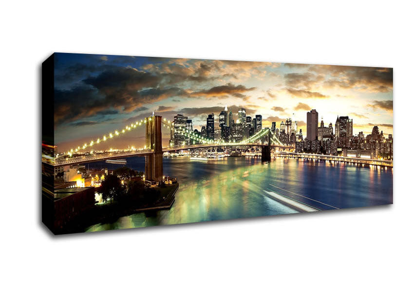 Picture of New York City Brooklyn Bridge View Panoramic Canvas Wall Art
