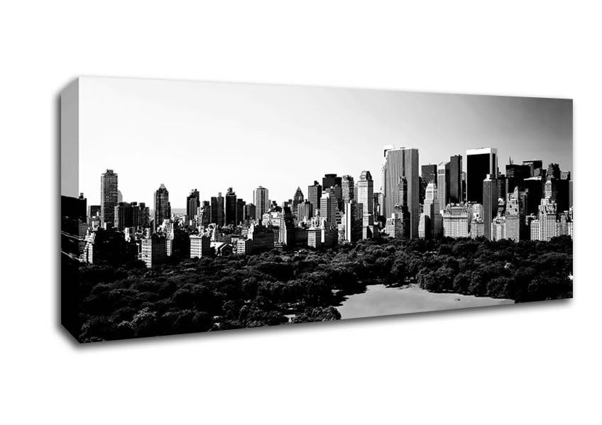 Picture of New York City Central Park From Above B n W Panoramic Canvas Wall Art