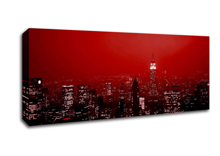 Picture of New York City Empire State Building Red Panoramic Canvas Wall Art