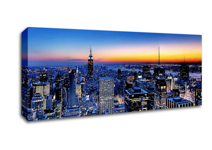 Picture of New York City Golden Horizon Panoramic Canvas Wall Art