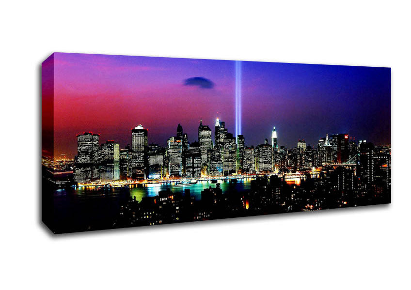 Picture of New York City Night Beam Panoramic Canvas Wall Art