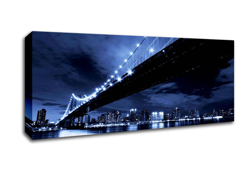 Picture of New York City Night Blues Panoramic Canvas Wall Art