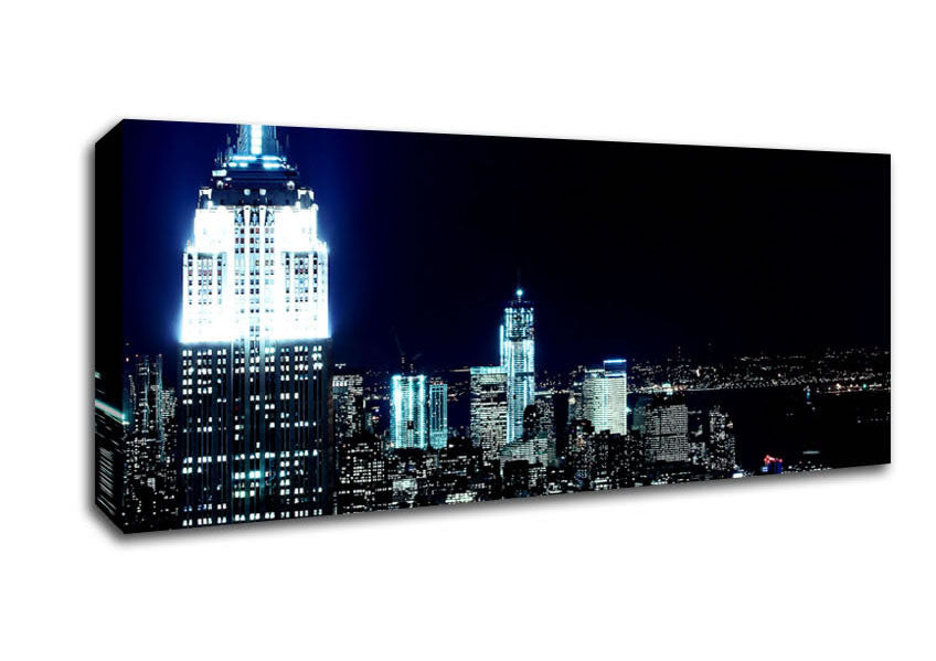 Picture of New York City White Glow Nights Panoramic Canvas Wall Art