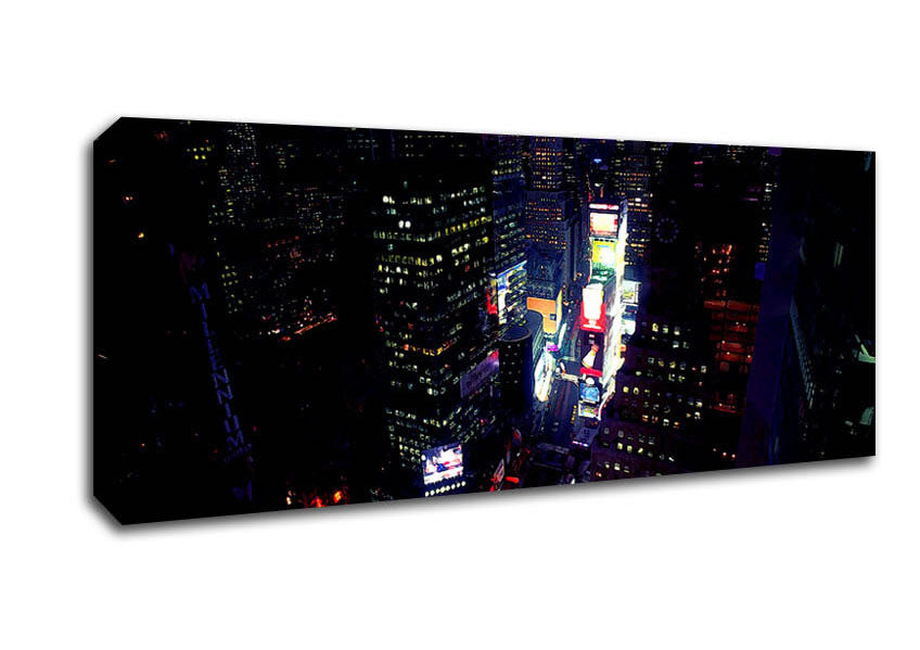 Picture of New York City Pink Skies From Above Panoramic Canvas Wall Art