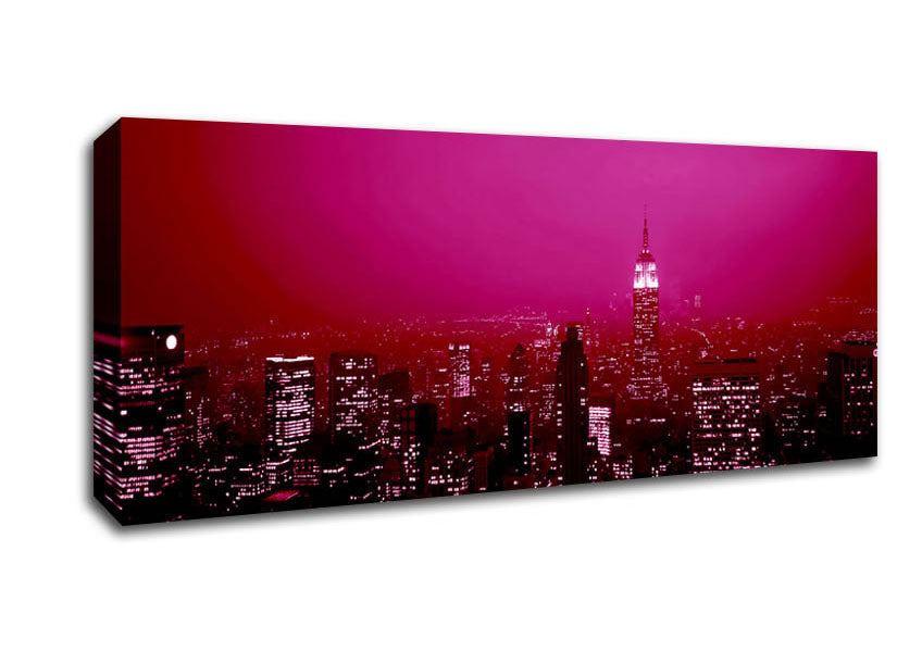Picture of New York City Pink Skies Panoramic Canvas Wall Art