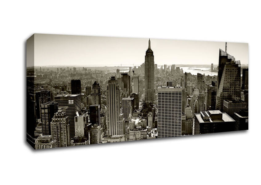 Picture of New York City Roof Tops Sepia Panoramic Canvas Wall Art