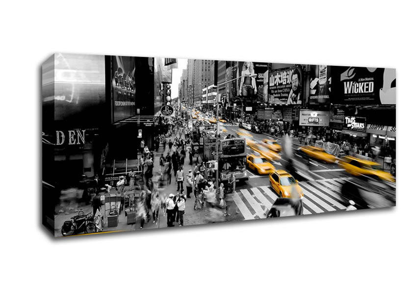 Picture of New York City Taxi Blur Panoramic Canvas Wall Art