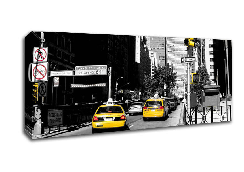 Picture of New York City Taxi Cab Panoramic Canvas Wall Art