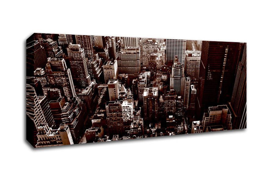 Picture of New York City View From The Empire State Sepia Panoramic Canvas Wall Art