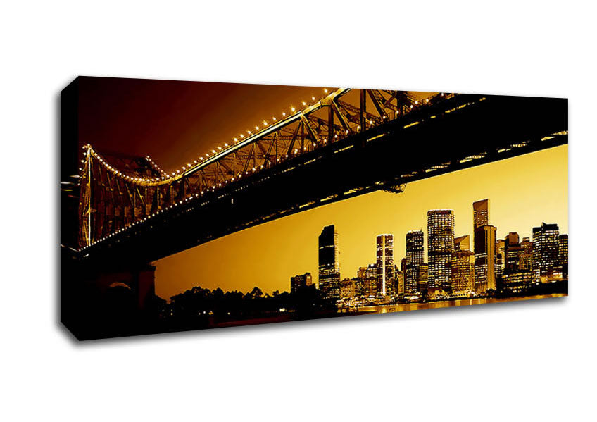 Picture of New York City View From Under Brooklyn Bridge Panoramic Canvas Wall Art