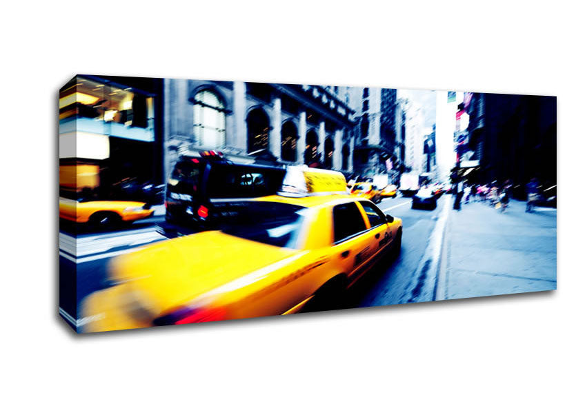 Picture of New York City Yellow Cab Blur Panoramic Canvas Wall Art