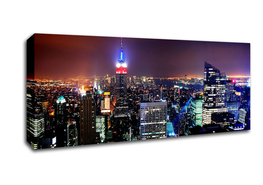 Picture of New York Empire State Glow Panoramic Canvas Wall Art