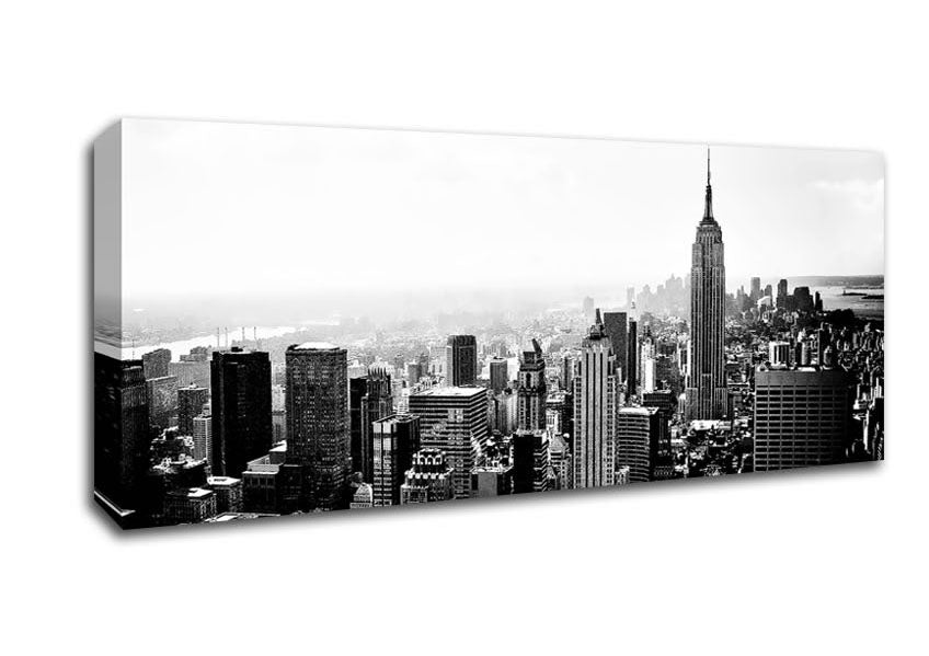 Picture of New York Empire State Skyline B n W Panoramic Canvas Wall Art