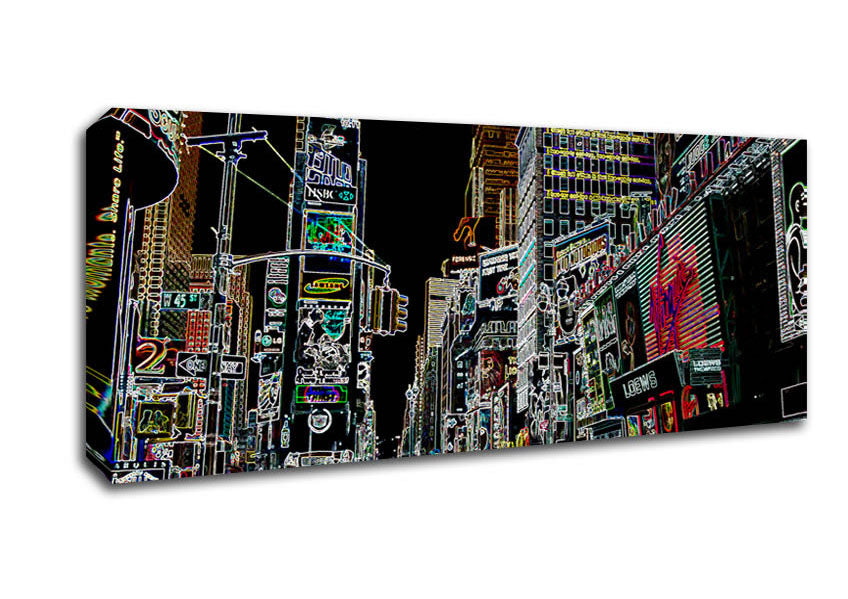 Picture of New York Times Square Psychedelic Panoramic Canvas Wall Art