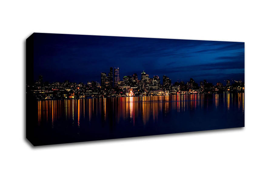 Picture of Night City Lights Panoramic Canvas Wall Art