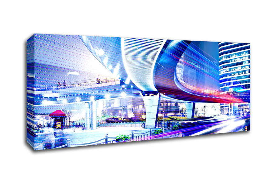 Picture of Night Urban Traffic Panoramic Canvas Wall Art