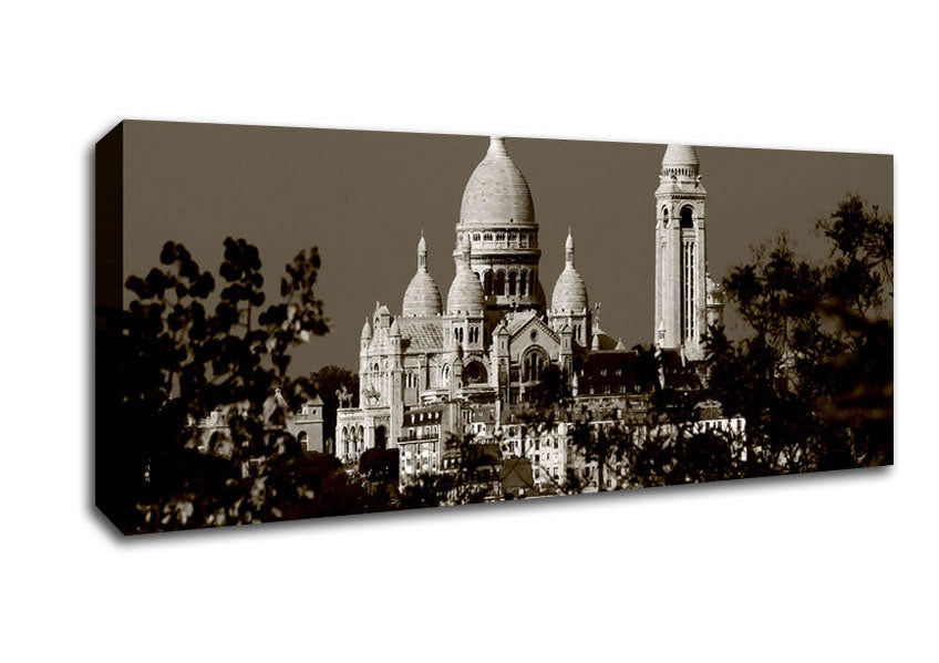Picture of Paris Sepia Panoramic Canvas Wall Art