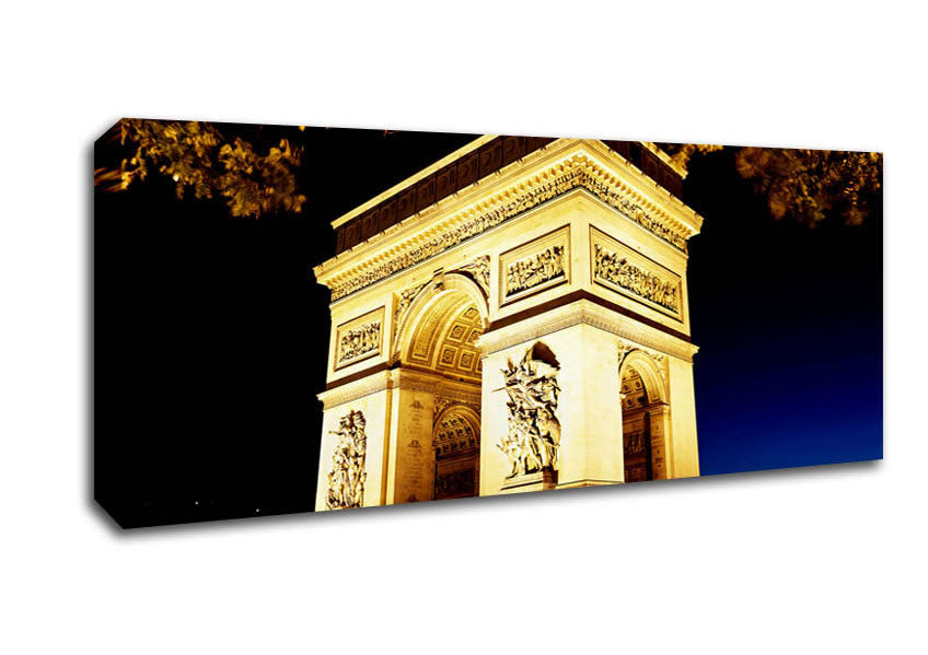 Picture of Paris Arc De Triomphe Night Glow Panoramic Canvas Wall Art