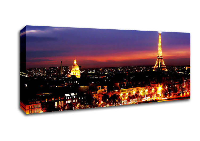Picture of Paris City At Night Panoramic Canvas Wall Art