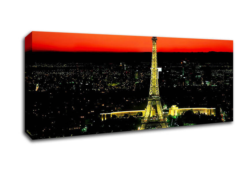 Picture of Paris Eiffel Tower Golden Nights Panoramic Canvas Wall Art